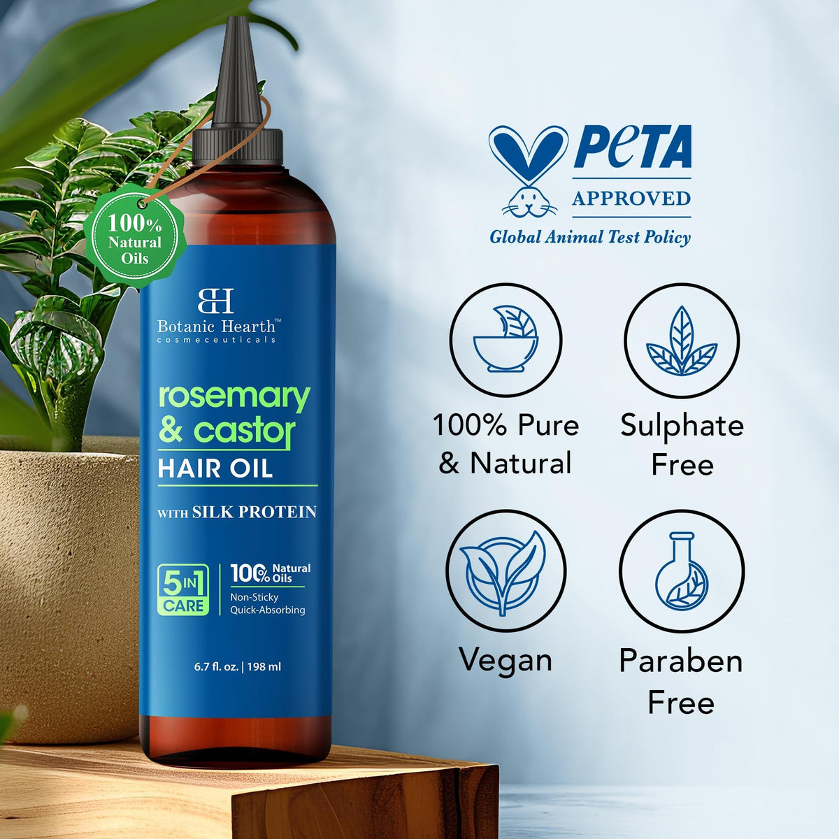 Botanic Hearth fast-absorbing hair oil on scalp