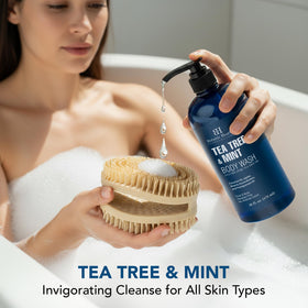 Botanic Hearth body wash and brush combo enhances lather