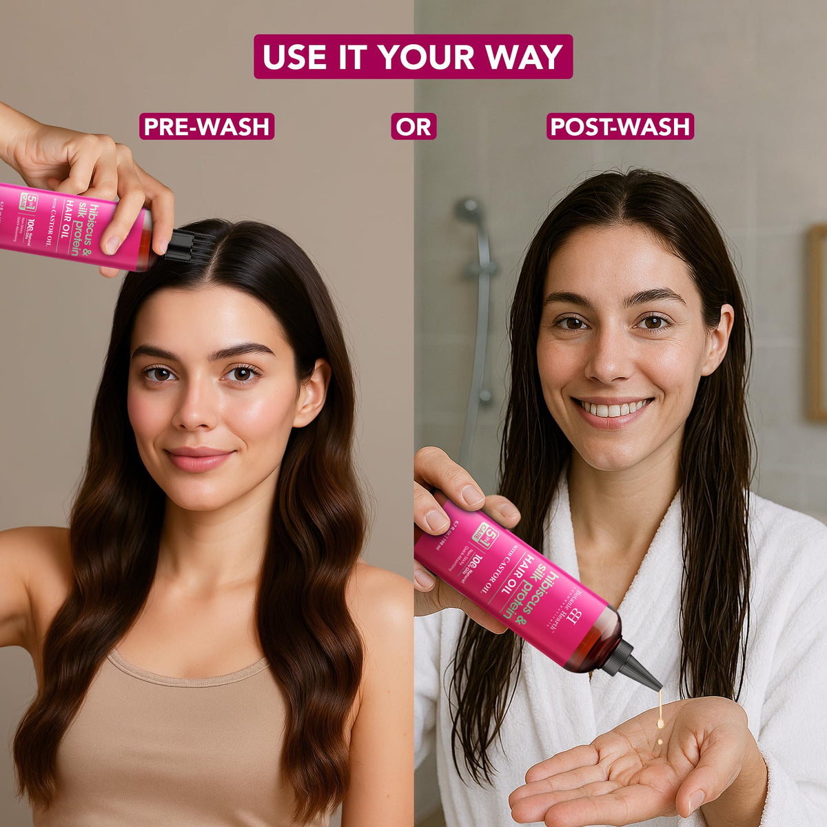 Botanic Hearth Hibiscus Silk Protein Oil with hibiscus flowers and silk protein visualization