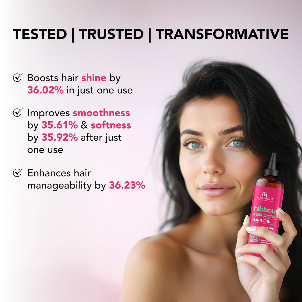 Botanic Hearth Hibiscus Silk Protein Hair Oil applied to scalp for even distribution