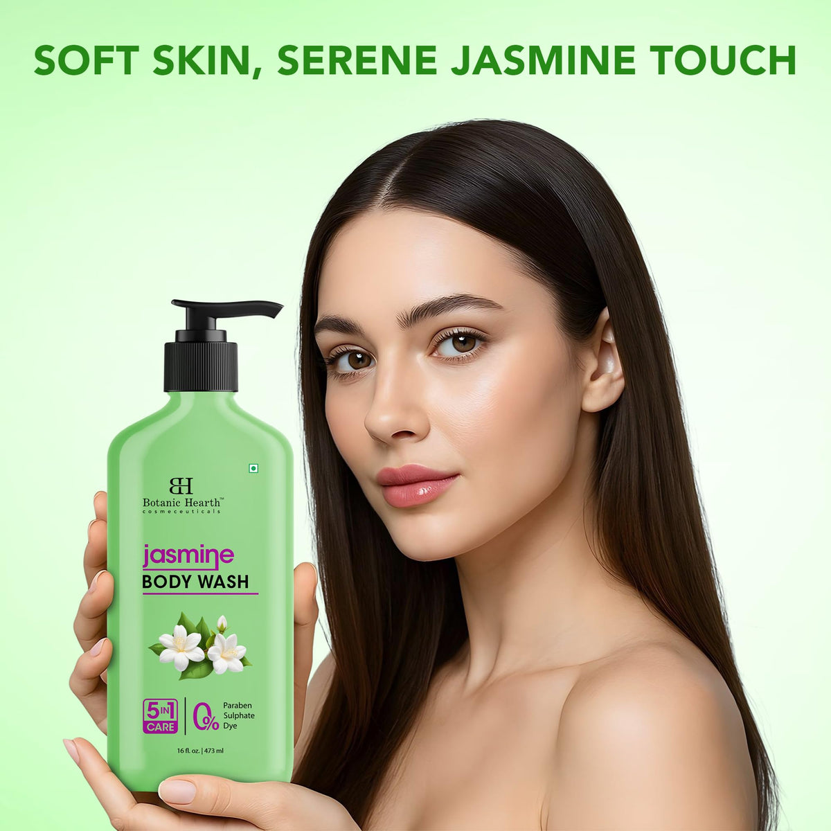Botanic Hearth Jasmine Body Wash in a bath scene with unisex fragrance.