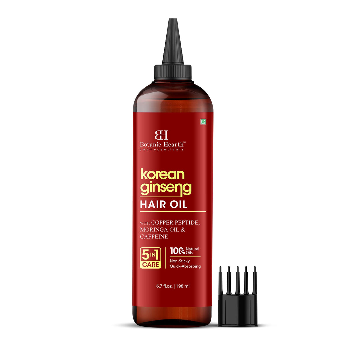Botanic Hearth Korean Ginseng Hair Oil bottle pour for easy application