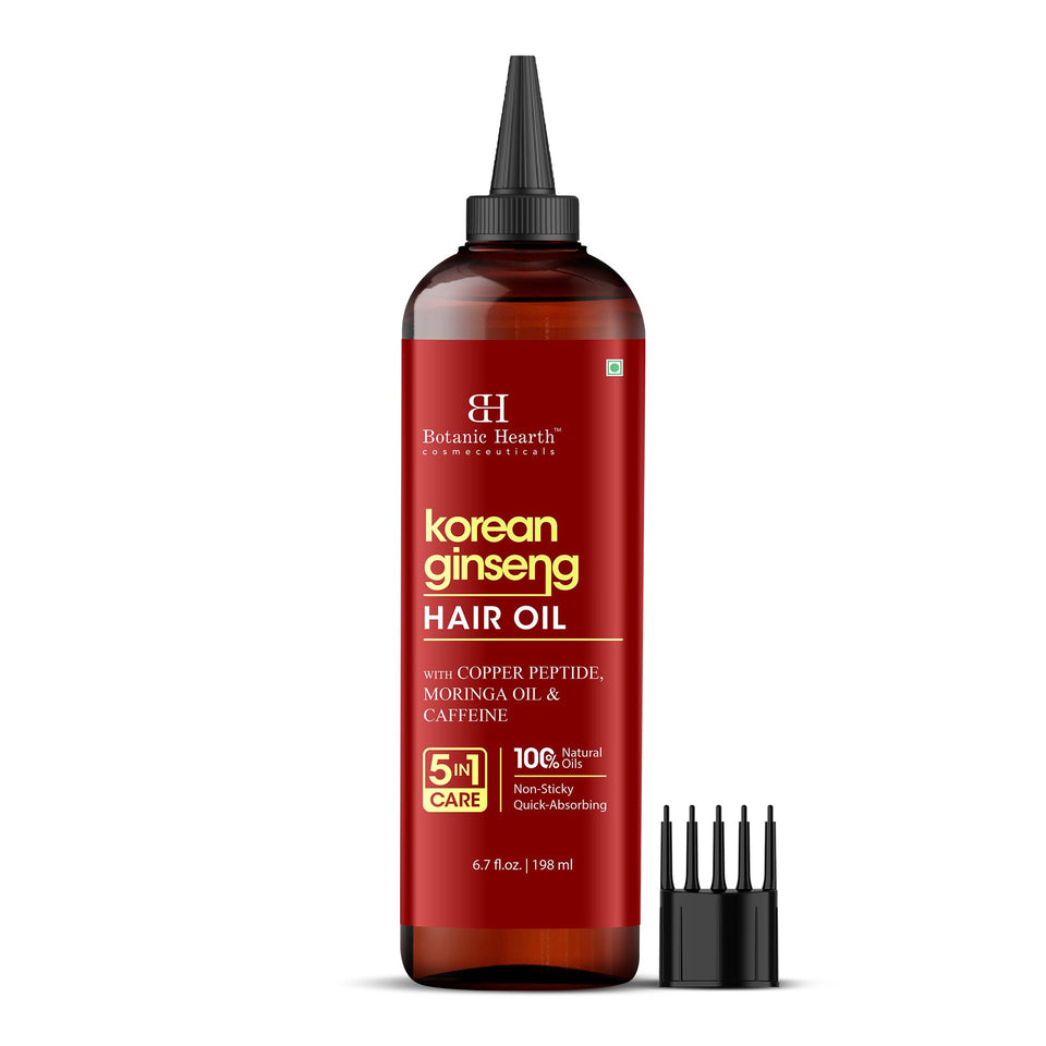 Botanic Hearth Korean Ginseng Hair Oil bottle pour for easy application
