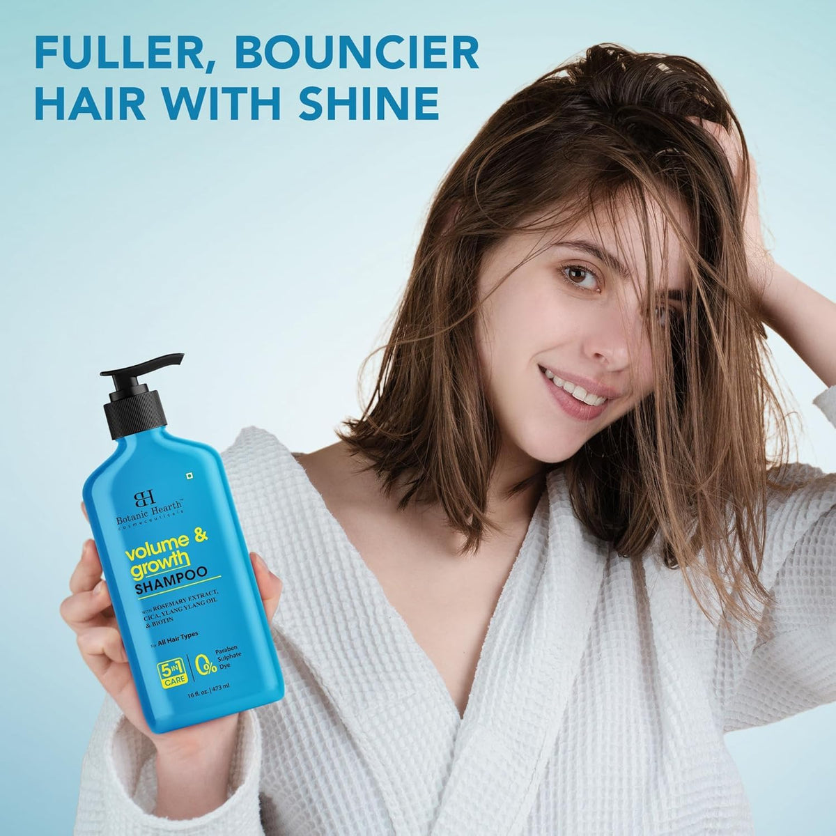 Botanic Hearth Rosemary Shampoo Centella Asiatica image emphasizes nourishing scalp without dryness.