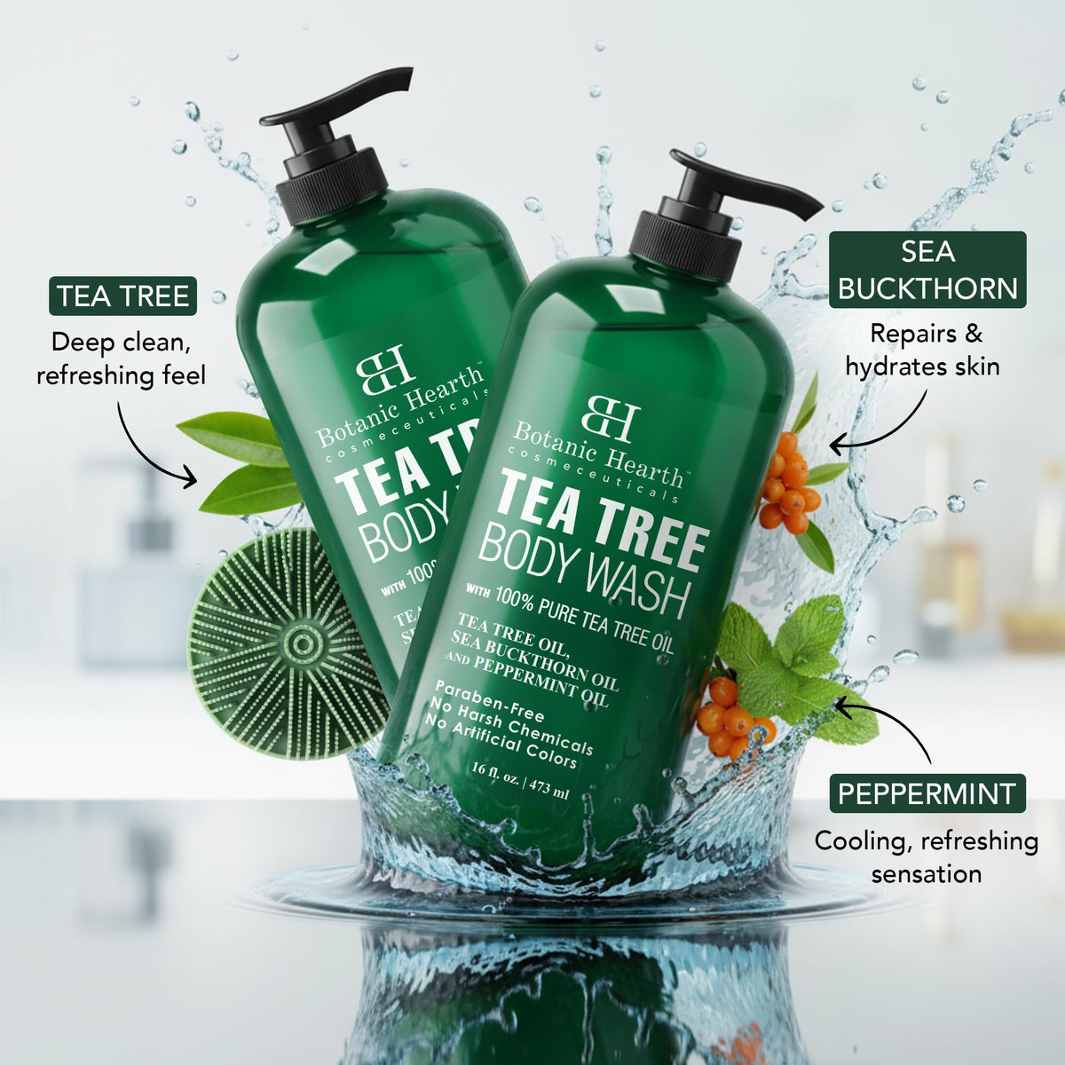 Botanic Hearth silicone dual-sided body brush for gentle exfoliation during shower.
