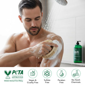 Botanic Hearth Tea Tree Body Wash lather captured in action.