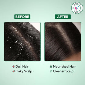 Botanic Hearth Tea Tree Conditioner smoothing action on frizz-prone hair.
