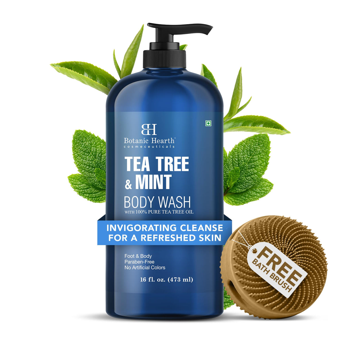 Botanic Hearth Tea Tree & Mint Body Wash bottle for a refreshing cleanse