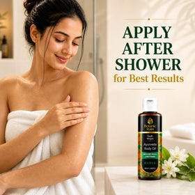 Aroma of oudh and mogra with Botanic Rain Ayurveda Body Oil.