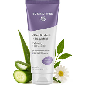 Botanic Tree Bakuchiol Glycolic face wash bottle for gentle exfoliation.