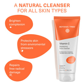 Botanic Tree Vitamin C Face Wash ingredients green tea cucumber illustrate natural actives.