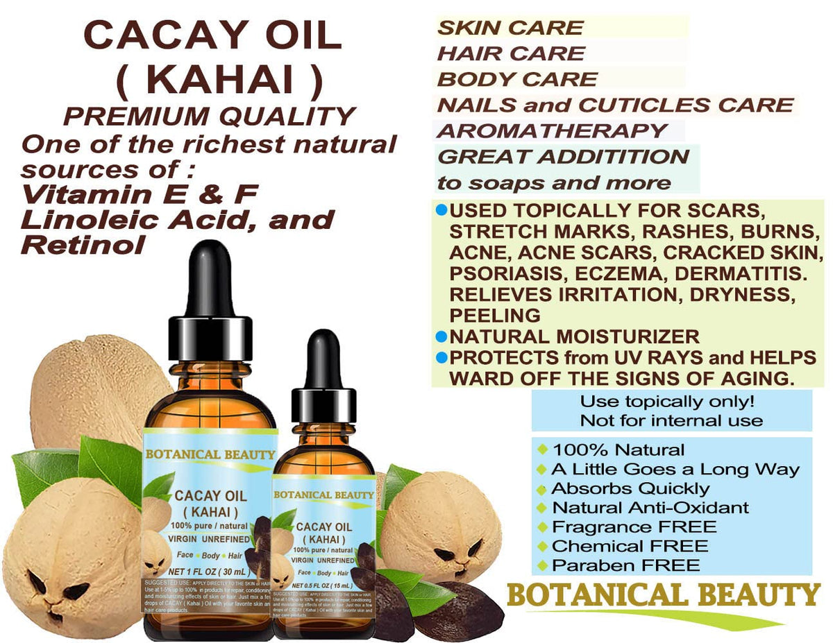 Botanical Beauty CACAY Oil Amazon origin promotes wild-harvested goodness.