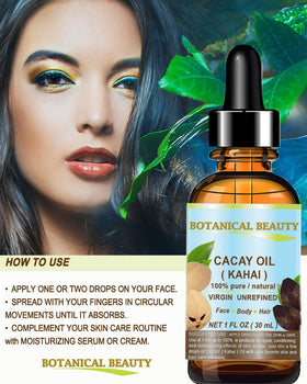 Botanical Beauty CACAY Oil hair care shows shine and smoothness.