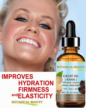 Botanical Beauty CACAY Oil texture close-up shows a lightweight, non-greasy feel.