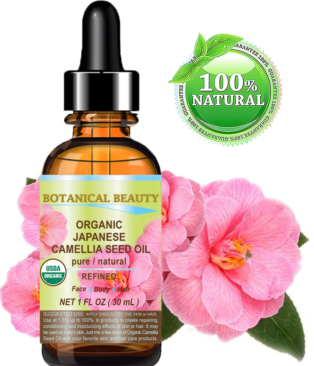 Application of Botanical Beauty Camellia Seed Oil on skin for hydration