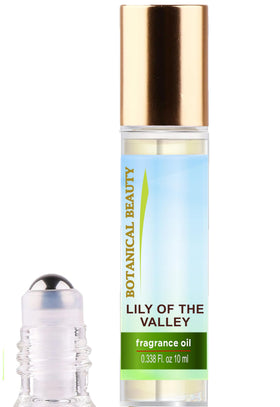 Botanical Beauty Lily of the Valley roll-on bottle with alcohol-free fragrance.
