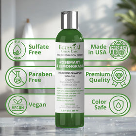 Ingredients label highlighting natural botanicals for scalp balance.