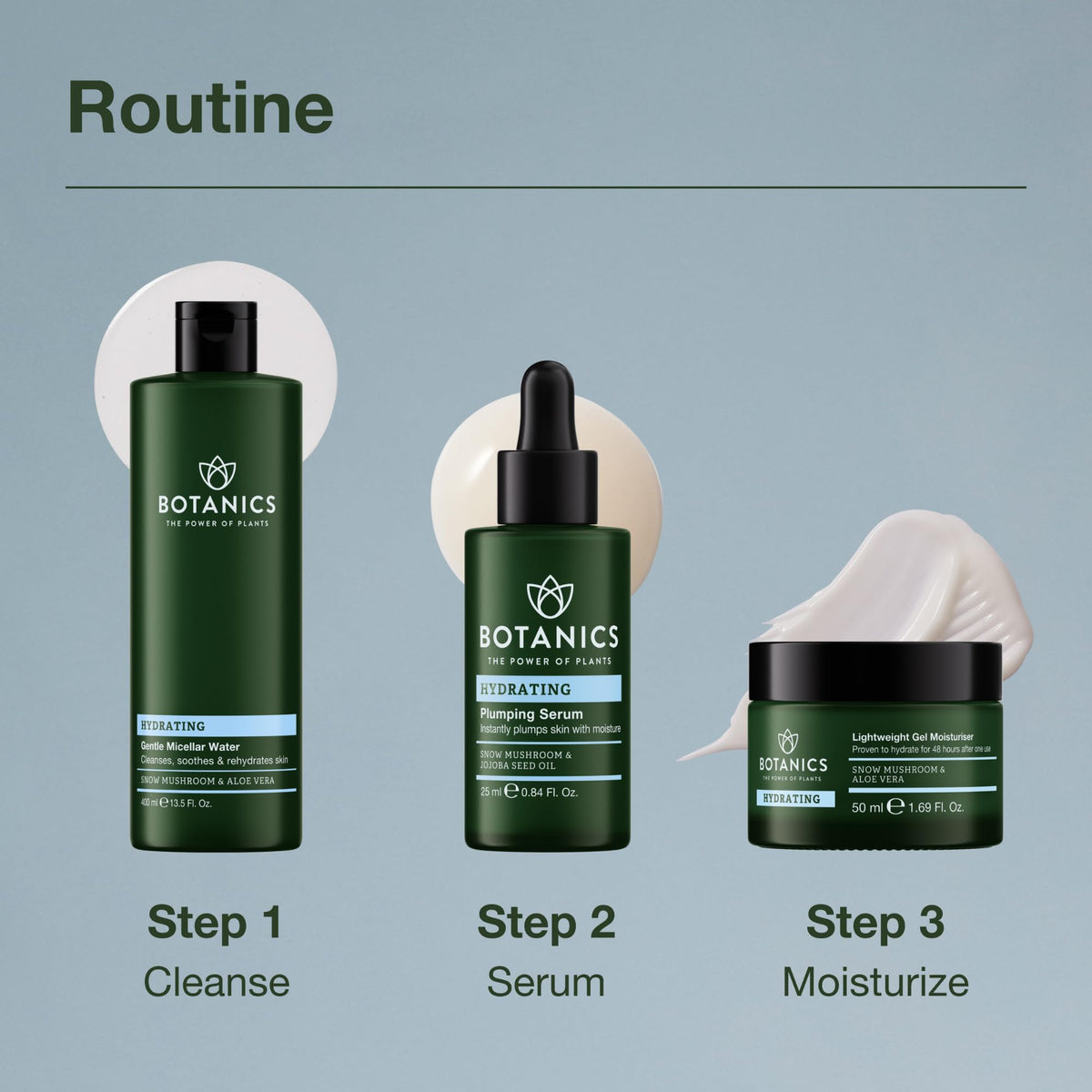 Botanics Hydrating Serum snow mushroom ingredient signals plant-powered hydration.