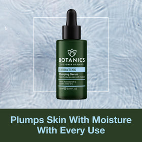 Botanics Hydrating Serum texture on skin showing a dewy finish.