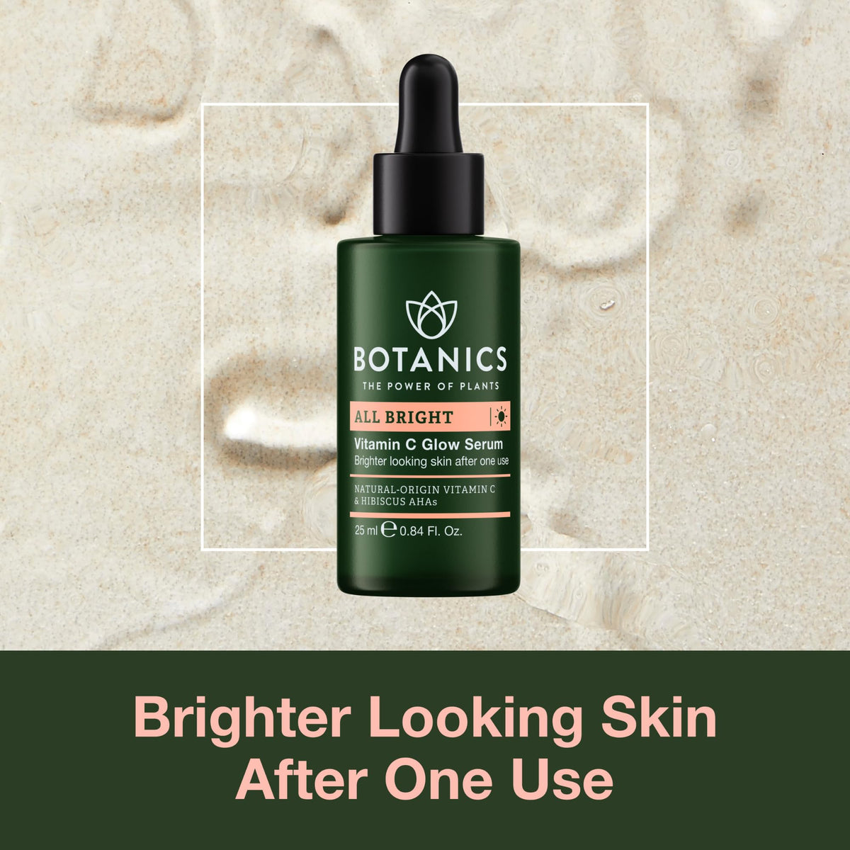 Botanics Vitamin C Serum dropper dispensing for an even, radiant complexion.
