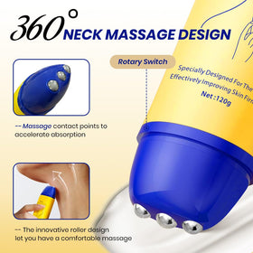 Botanikind neck-cream-roller-crepey-texture smooths crepey areas for a more even neck skin.