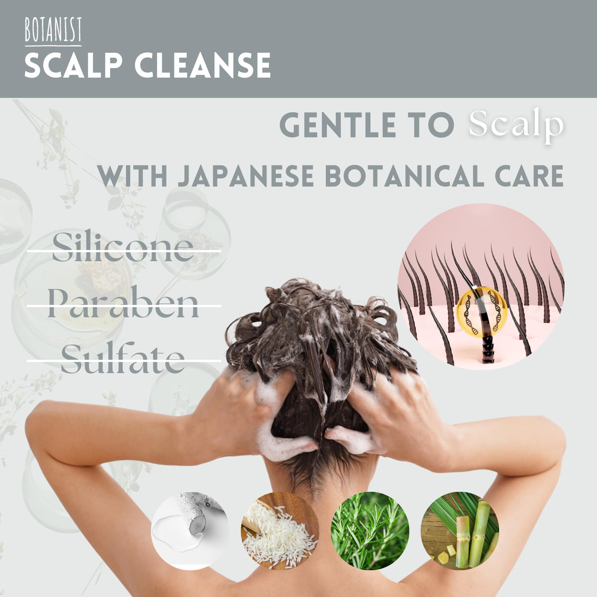 Botanist hair close-up with frizz control and smooth texture