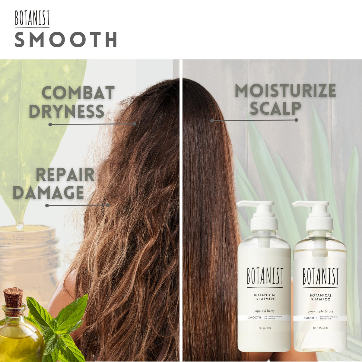Botanist Hydration imagery after wash suggests long-lasting moisture and smoother texture.