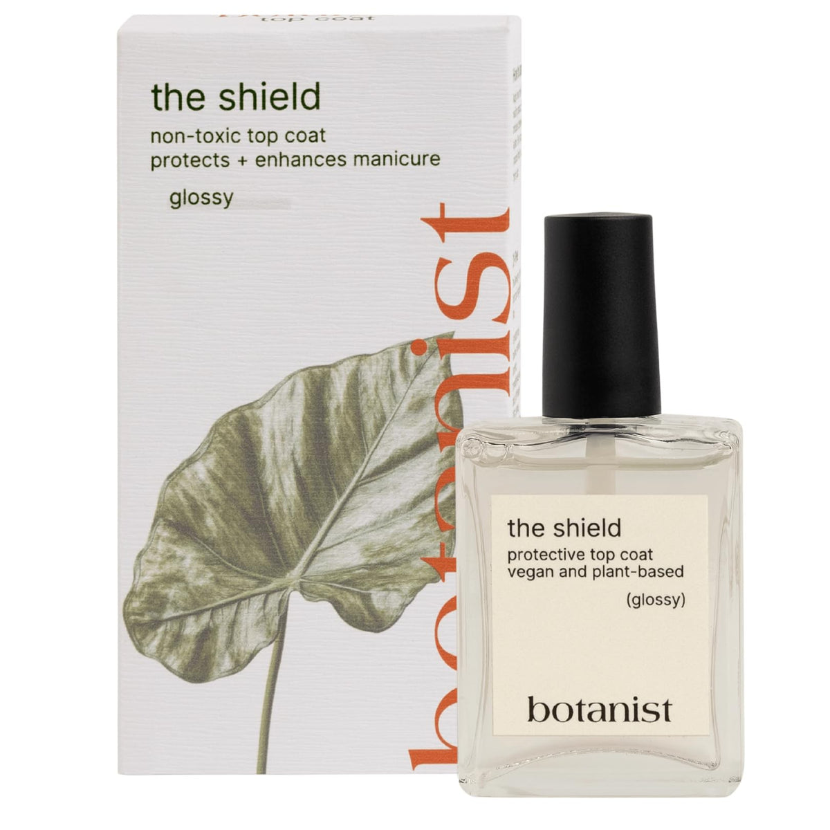 Botanist Nails The Shield bottle showing a glossy finish for quick, long-lasting shine.
