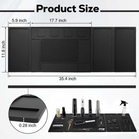 Botyboty barber mat with magnets organizes tools within reach during busy shifts.