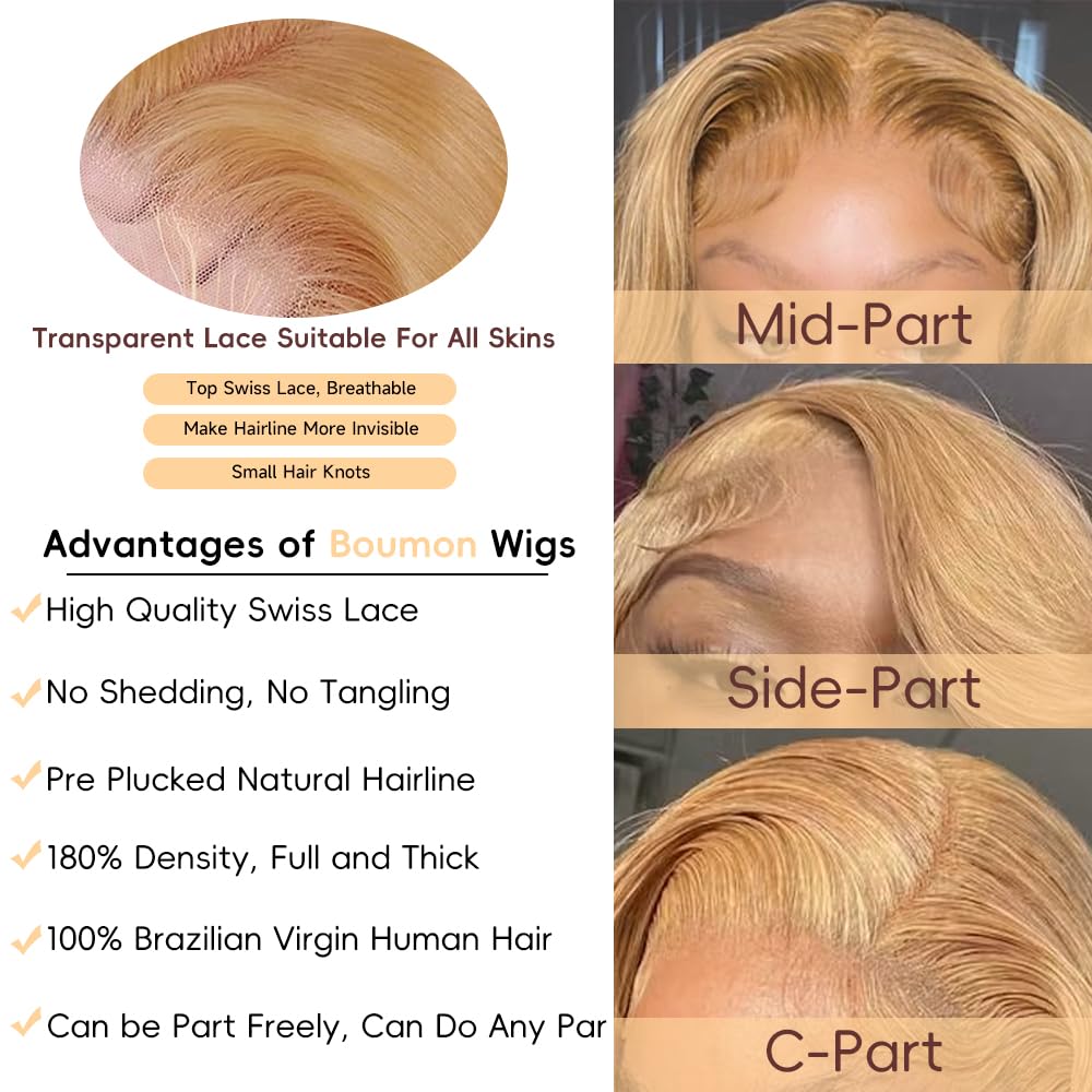 Boumon HD lace front 13x4 close-up highlights secure fit and invisible parting.