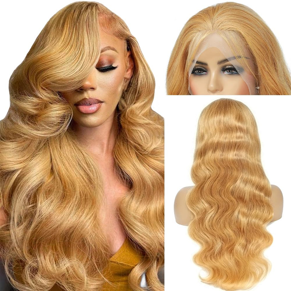 Boumon Honey Blonde HD lace front wig full length shows natural movement for daily wear.