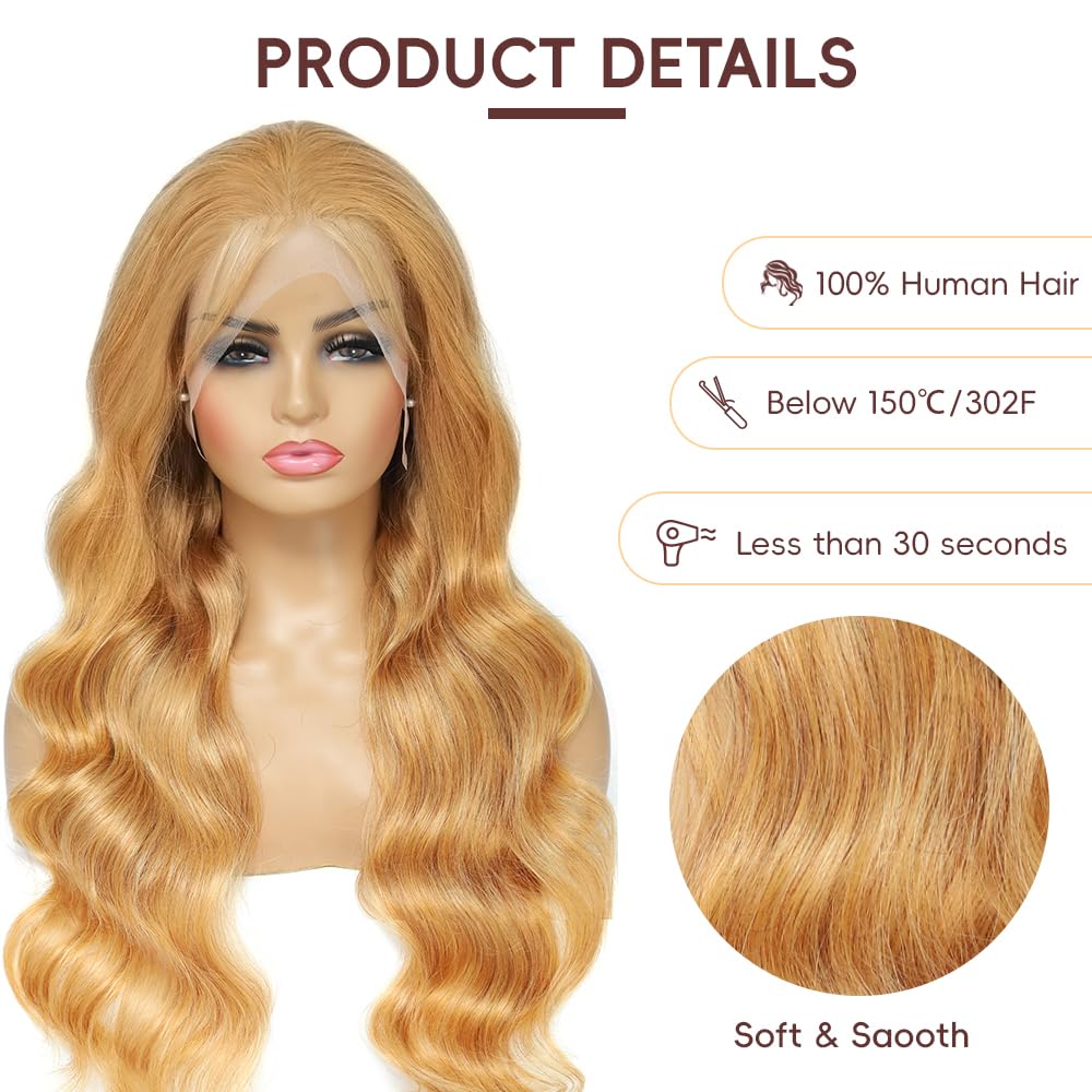 Boumon Honey Blonde HD wig with natural hairline for seamless blending at events.