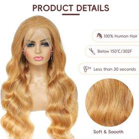 Boumon Honey Blonde HD wig with natural hairline for seamless blending at events.