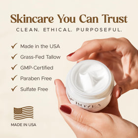 BOVEA uses a versatile face and body balm on skin.