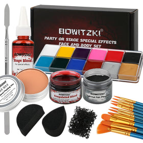 Bowitzki Halloween oil face body paint kit for smooth coverage and bold color on skin.
