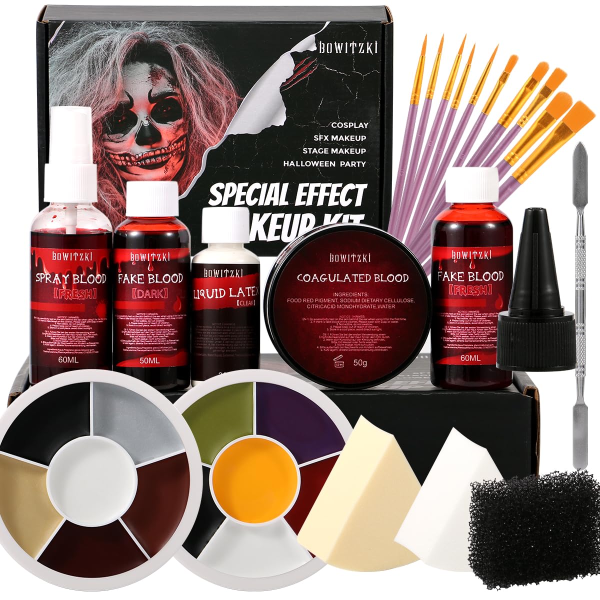 Bowitzki Pro SFX Kit coagulated blood gel for lifelike wounds and gore effects.