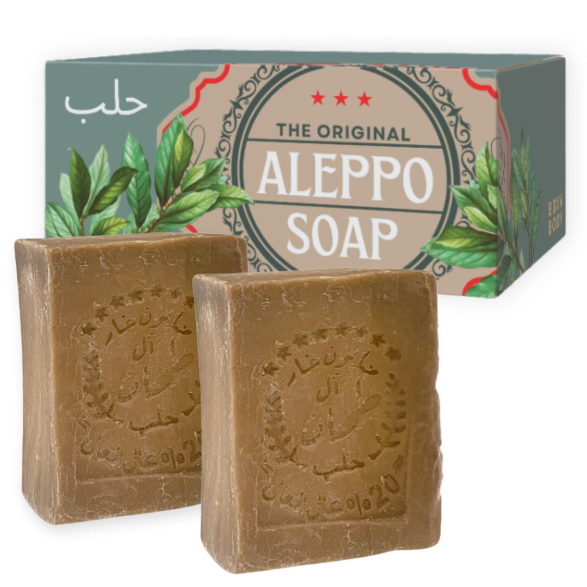 BOX 4 BODY Aleppo soap bar packaged for a clean, traditional skincare ritual.