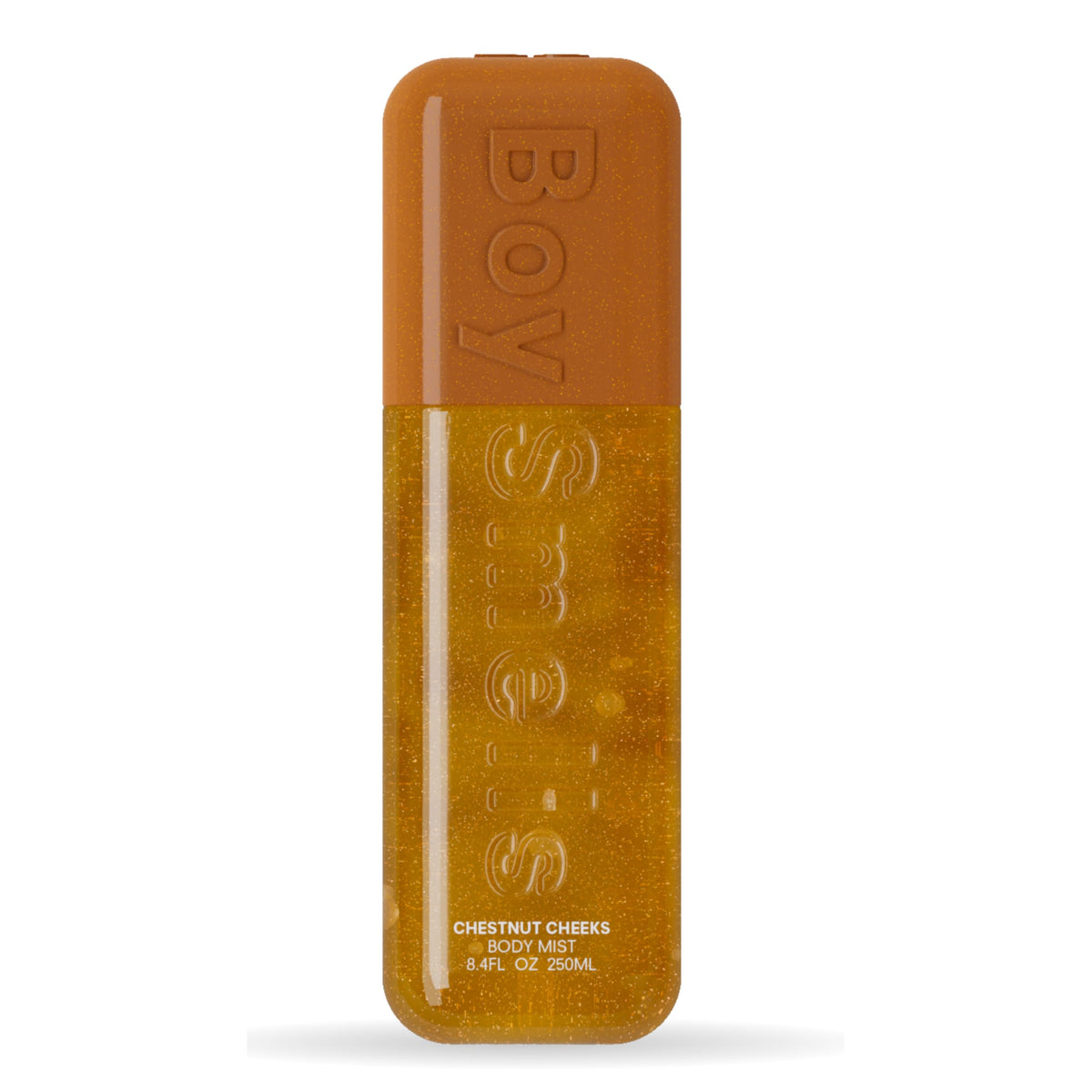 Boy Smells Chestnut Cheeks Shimmer Mist bottle delivering warm glow for daily wear.
