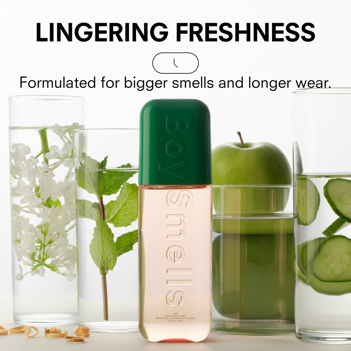 Boy Smells Cuc Travel Mist's soft musks and cedarwood leave an airy, clean finish.