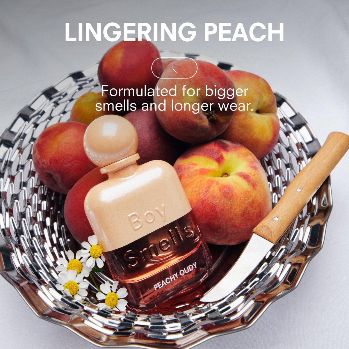 Boy Smells Peachy Oudy peach-skin opening note for a bright first impression