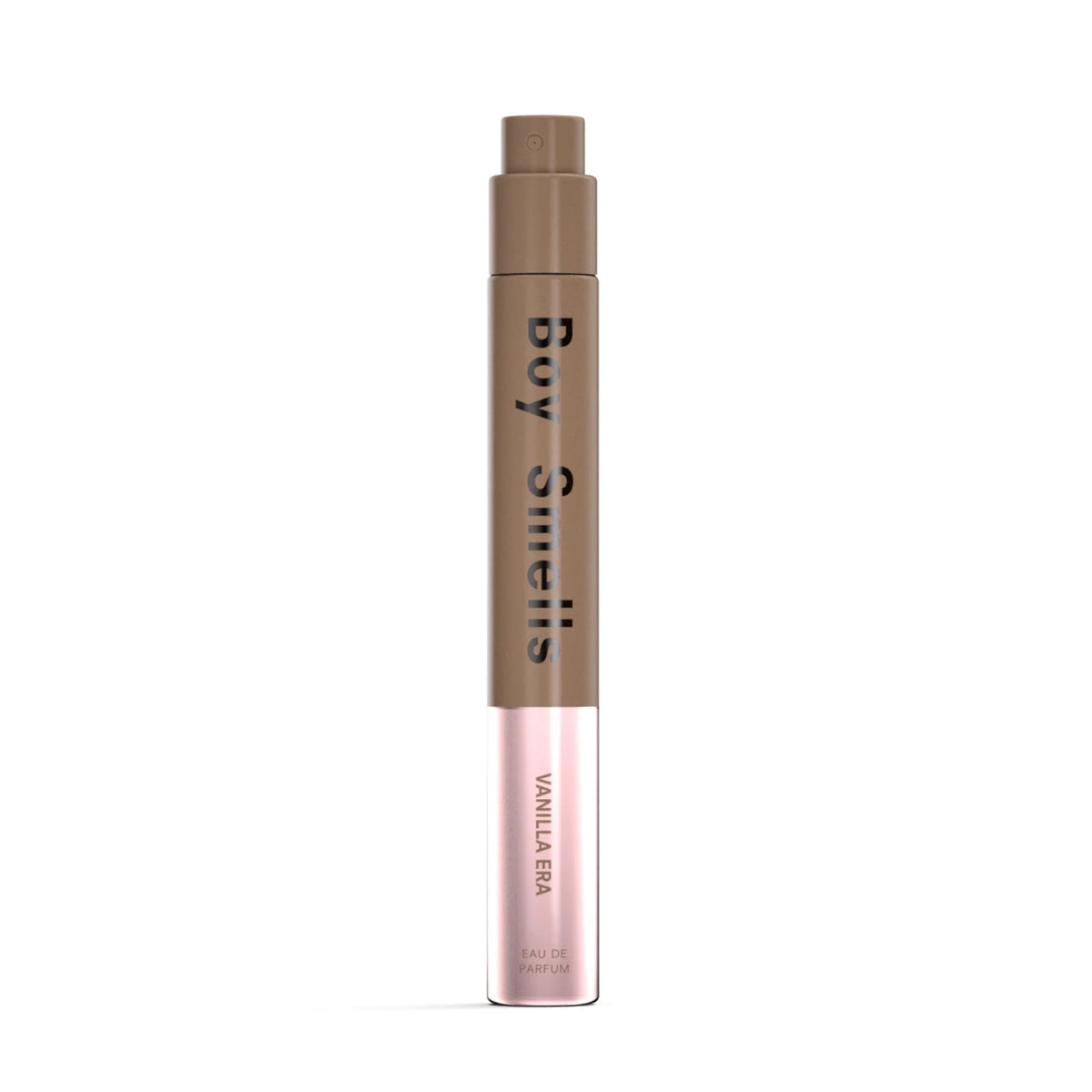 Boy Smells Vanilla Era travel-size bottle on vanity, ideal for on-the-go fragrance touch-ups.