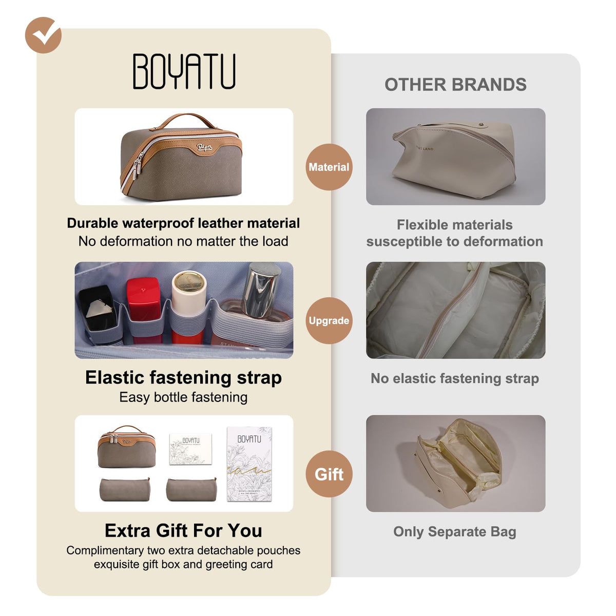 BOYATU A02 grey stain-resistant material stays clean on trips.
