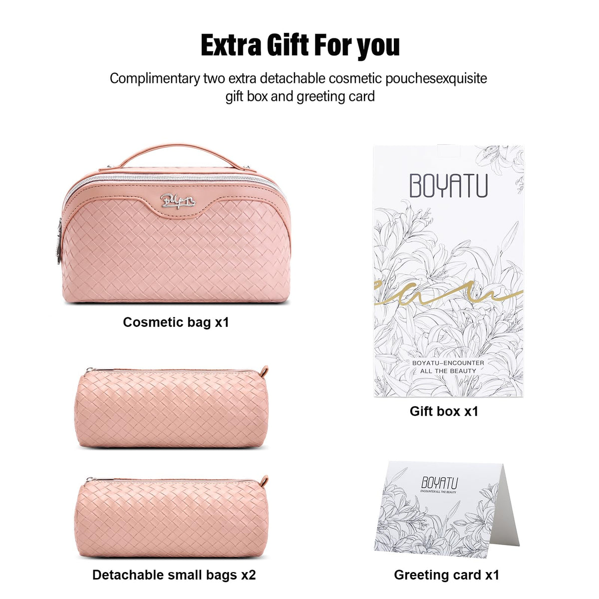 BOYATU travel bag with multiple compartments keeps beauty items accessible anywhere.