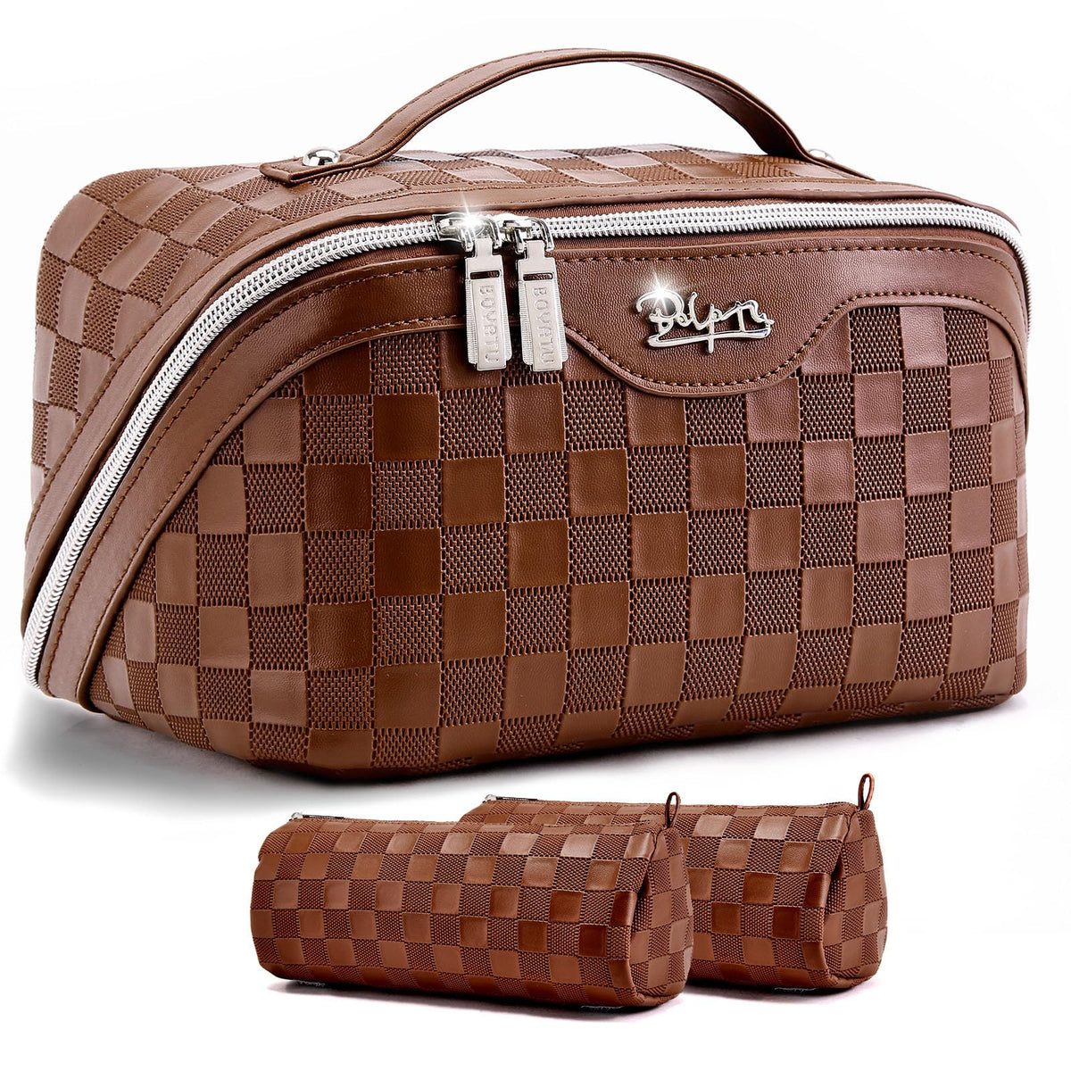 Boyatu travel makeup bag closed view, compact and durable for on-the-go storage.