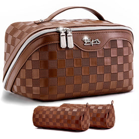 Boyatu travel makeup bag closed view, compact and durable for on-the-go storage.