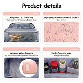 BOYATU compact pink design fits multiple bottles and brushes.