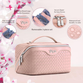 BOYATU 3-piece set with compartments keeps cosmetics neatly separated for quick access.