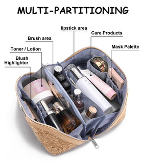 Boyatu makeup bag with detachable pouches for flexible travel organization.