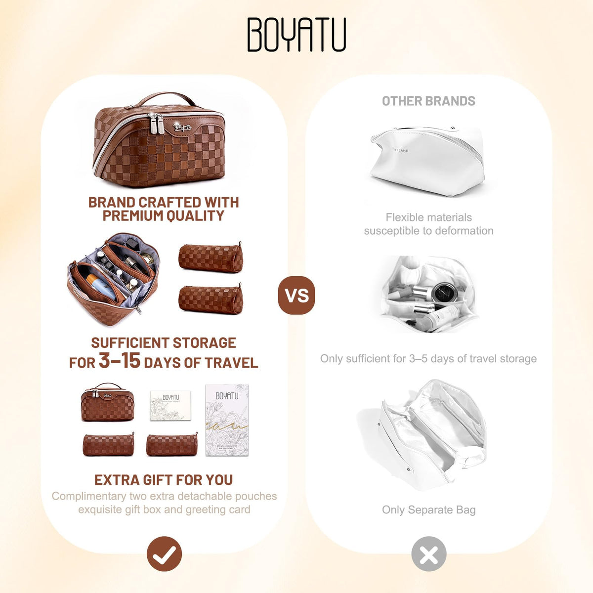 Boyatu travel makeup bag opened flat for quick, on-the-go touch-ups.