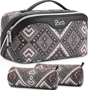 BOYATU travel makeup bag with western boho chic design for organized cosmetics on the go.